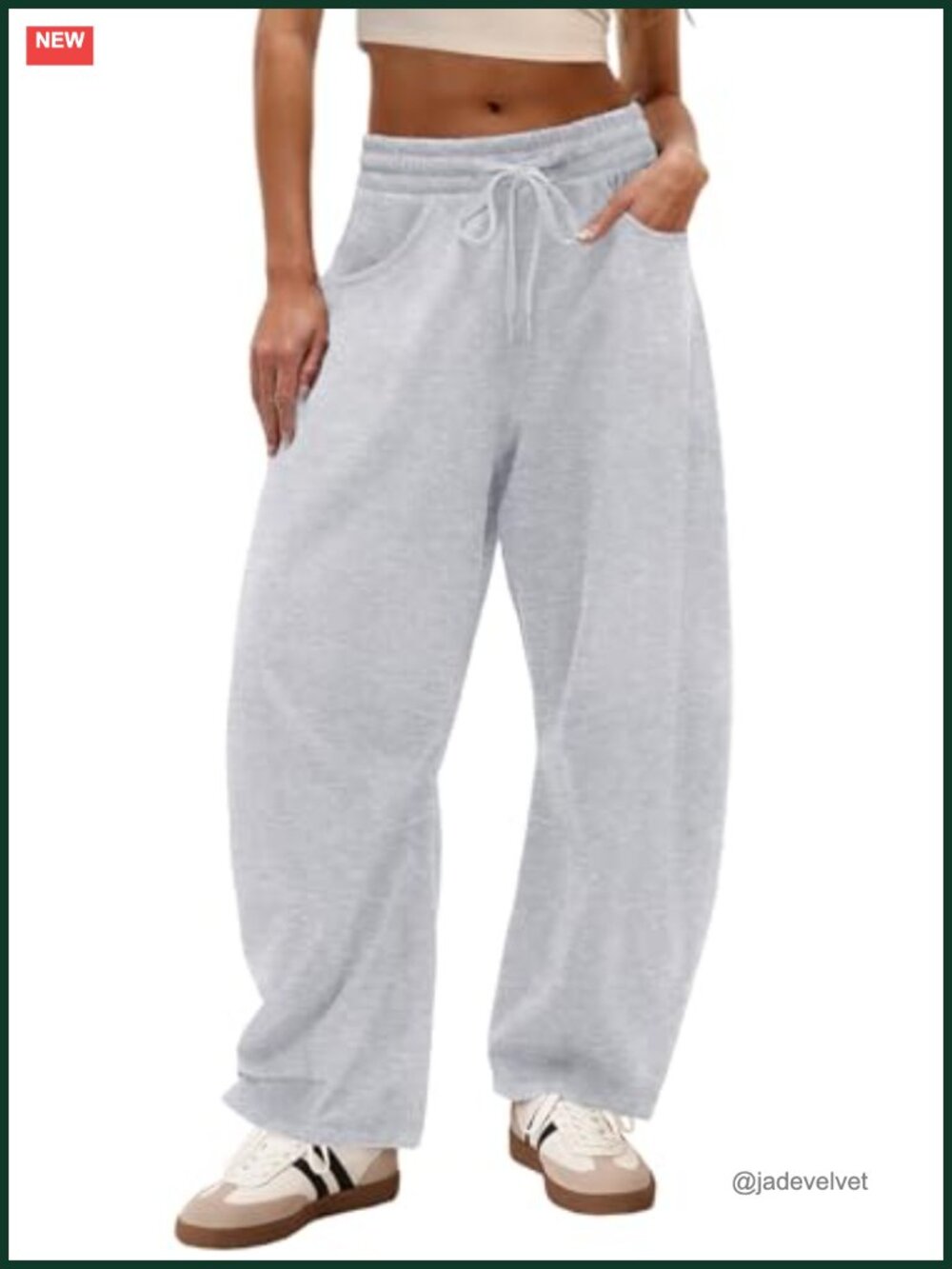 Baggy Wide Leg Sweatpants with Pockets, Mid-Rise Drawstring Lounge Pants